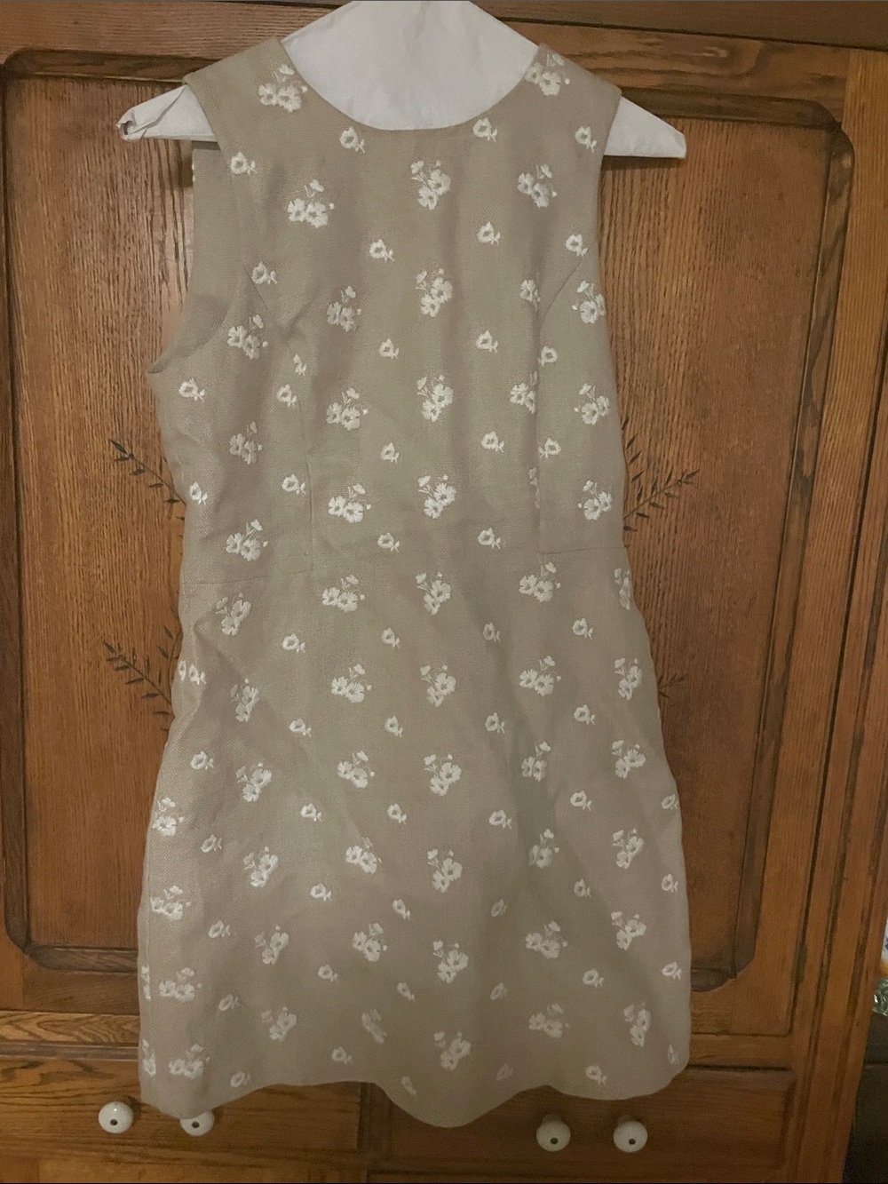 Michael Kors Natural Beige Embroidered Floral Shift Dress